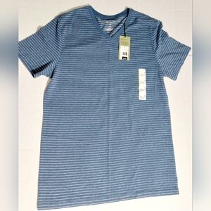 V-Neck‎ T-shirt BLUE w STRIPE short sleeve Standard Men Small Goodfellow